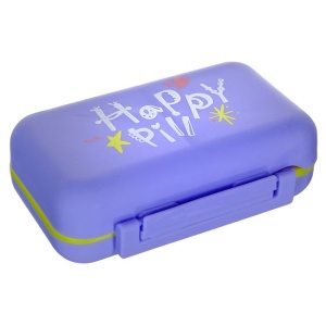 Cutie organizator medicamente EBA, pentru calatorii, dimensiuni 10 x 7 cm, Mov