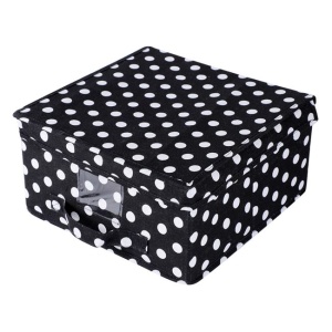Cutie Textila de Depozitare cu Capac, EBA, Model Buline, dimensiuni 30 x 30 x 16 cm