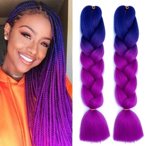 Extensie pentru impletituri EBA, violet ombre, par sintetic, lungime 60 cm
