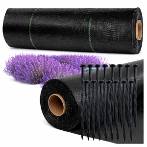 Folie Agrotextil antiburuieni 1.6m x 100m, negru, 70 g/m2, rezistent UV + set 15 ancore fixare 15 cm