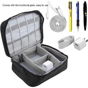 Geanta organizatoare pentru cabluri si accesorii EBA, dimensiuni 24.5 x 18.5 x 10 cm, Negru