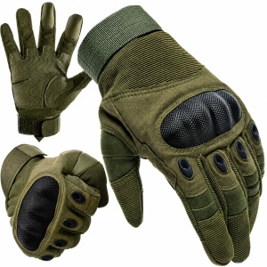 Manusi tactice moto si airsoft eBA XL, verde masliniu, protectii fibra carbon, touchscreen, antiderapante, pentru ATV, bicicleta MTB, enduro, vanatoare, drumetii si outdoor