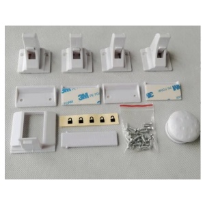 Set 4 incuietori magnetice sertare si usi pentru bebelusi si copii EBA, invizibile, instalare usoara