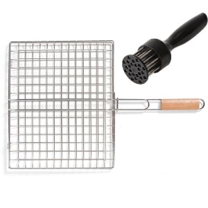 Set Gratar Grill Inox EBA, dimeniune 40 x 33 cm si Aparat pentru fragezit carnea