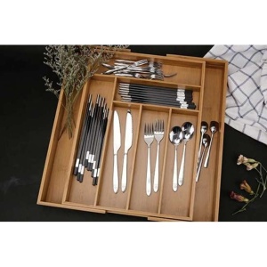 Suport extensibil din Bambus Premium EBA, 8 compartimente extensibile, mare, 33, 5 cm - 50 cm
