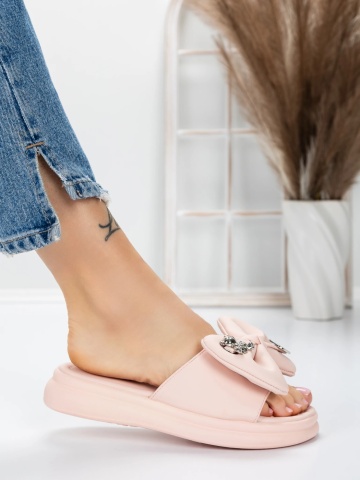 Дамски чехли с ниска подметка Kasara Розов - Img 5