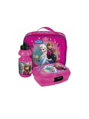 Geanta frigorifica Frozen cu cutie sandwich si sticla apa, roz - Img 3