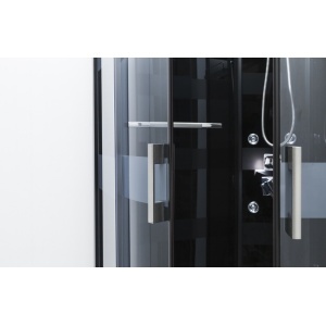 Cabină de duș cu hidromasaj Optima Mithis 90x90 cm, neagră, 6 duze, sticlă securizată 4 mm, coloană completă, 225 cm înălțime - Img 3