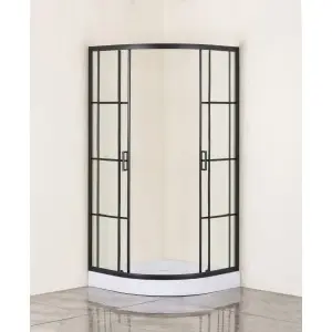 Cabină de duș Optima Black Beauty, 80x80cm, cadiță slim, profil negru mat