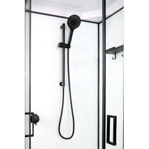 Cabină de duș Optima Maia Black, 80x80cm, profil negru mat, cap duș tavan, pătrată - Img 3
