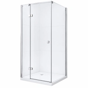 Cabină de duș pătrată Optima Chevalier 100x100 cm, sticlă securizată 6 mm, balamale Lift-Edge, profil cromat