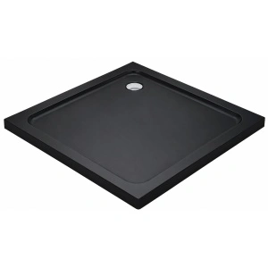 Cădiță duș Optima Square 90x90 cm, neagră, pătrată, fibră de sticlă + ABS, montaj pe pardoseală, sifon inclus 90 mm