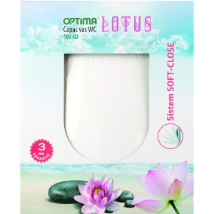 Capac WC Optima Lotus, polipropilenă, soft-close, alb, 46,2 × 37,7 cm - Img 5