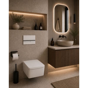 Clapetă acționare WC Alca alb lucios/crom lucios pentru rezervor încastrat - Img 2