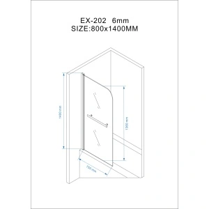 Paravan cadă Optima Monden 80 cm, sticlă securizată 6 mm, profil cromat, Nano Easy Clean - Img 5