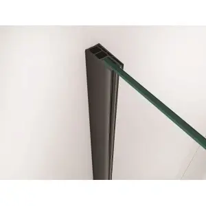 Paravan de duș walk-in Optima Nobless Black 100x200 cm, sticlă securizată 6 mm, profil aluminiu negru mat - Img 4