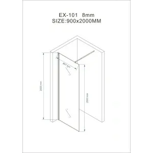 Paravan de duș walk-in Optima Nobless Black 90x200 cm, sticlă securizată 6 mm, profil aluminiu negru mat - Img 6
