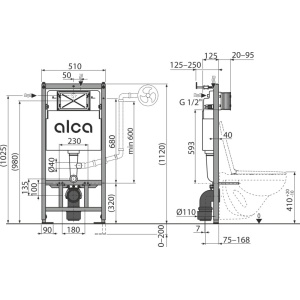 Rezervor WC încastrat Alca Sadromodul pentru instalații uscate (gips-carton) - Img 2