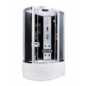Cabină de duș cu hidromasaj Optima Elia 120x80 cm, radio FM, lumini LED, 8 duze, sticlă 5 mm, 220 cm înălțime