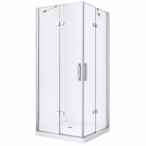 Cabină de duș Optima Party 100x100 cm, sticlă securizată 6 mm, profil cromat, deschidere batantă 90°, Nano Easy Clean
