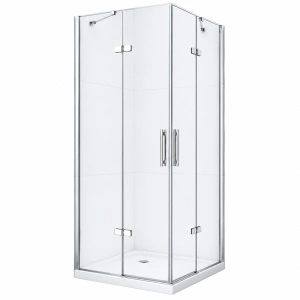 Cabină de duș Optima Party 100x100 cm, sticlă securizată 6 mm, profil cromat, deschidere batantă 90°, Nano Easy Clean
