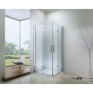 Cabină de duș pliabilă Optima Primavera 80x80 cm, sticlă securizată 6 mm, profil aluminiu cromat, Nano Easy Clean - Img 2