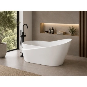 Cadă freestanding Optima Elva, 180x80x78cm, design oval, alb lucios - Img 2