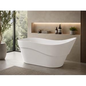 Cadă freestanding Optima Naya White, 170x80x76cm, design slipper - Img 3