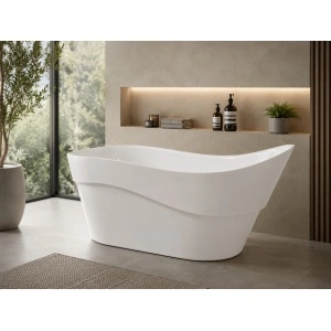 Cadă freestanding Optima Naya White, 170x80x76cm, design slipper - Img 3