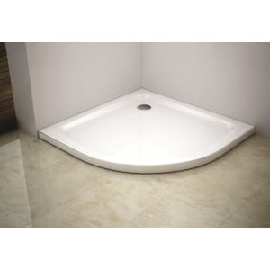 Cădiță duș Optima Semi-R 80x80 cm, montaj pe pardoseală, semirotundă, fibră de sticlă + ABS, sifon inclus 90 mm - Img 2