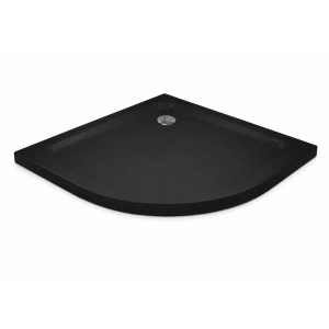 Cădiță duș Optima Semi-R 80x80 cm, neagră, semirotundă, fibră de sticlă + ABS, montaj pe pardoseală, sifon inclus 90 mm