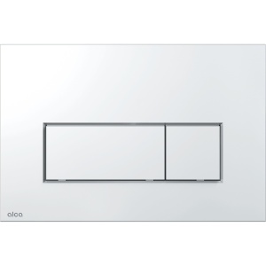 Clapetă de acționare WC Alca, cromat lucios, dublă comandă, profil subțire 5,5 mm