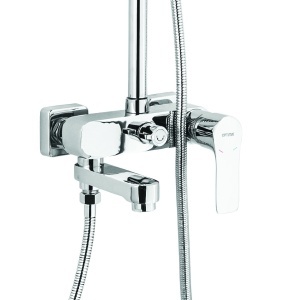 Coloană de duș Optima Maximo cu baterie din alamă, inox cromat, cap duș fix și mobil - Img 2