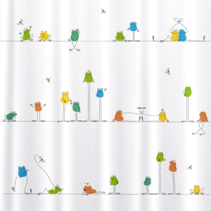 Perdea de duș Tatkraft Funny Frogs, antibacteriană, impermeabilă, 180 x 180 cm - Img 2