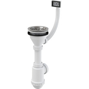 Sifon chiuvetă cu sită din oţel inoxidabil DN115 şi preaplin flexibil A447-DN50/40