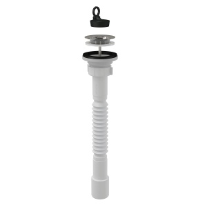 Ţeavă flexibilă 5/4"×32/40, cu piuliţă plastic + Ventil lavoar 5/4" cu sită din oţel inoxidabil DN63 A750+A31