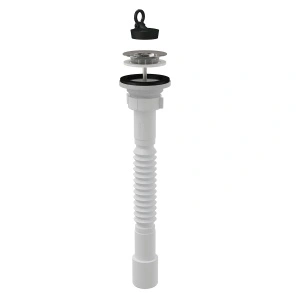 Ţeavă flexibilă 5/4"×32/40, cu piuliţă plastic + Ventil lavoar 5/4" cu sită din oţel inoxidabil DN63 A750+A31