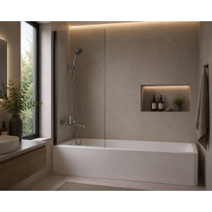 Baterie cadă-duș XL cu accesorii Optima Moka, țeavă metalică 200 mm, cartuș ceramic 35 mm, set duș inclus - Img 2