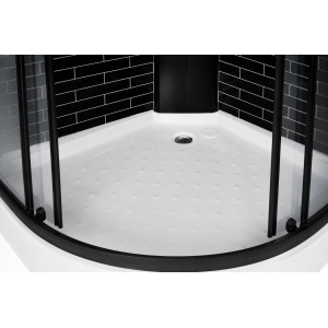 Cabină de duș Optima Ceres Black, 90x90x215cm, semirotundă, profil negru - Img 5