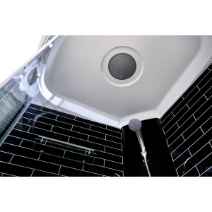 Cabină de duș Optima Ceres Silver, 90x90x215cm, semirotundă, interior negru - Img 4