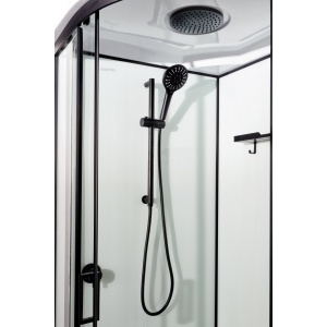 Cabină de duș Optima Maia Black semirotundă, 80x80cm, profil negru mat - Img 3