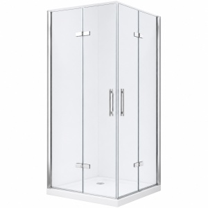 Cabină de duș pliabilă Optima Primavera 80x80 cm, sticlă securizată 6 mm, profil aluminiu cromat, Nano Easy Clean