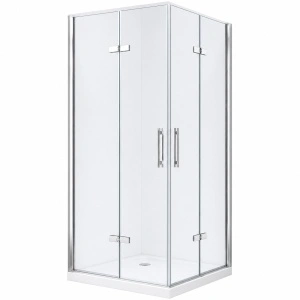 Cabină de duș pliabilă Optima Primavera 80x80 cm, sticlă securizată 6 mm, profil aluminiu cromat, Nano Easy Clean