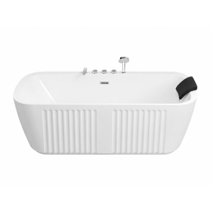 Cadă freestanding Optima Lira, 170x80x65cm, exterior striat, baterie inclusă