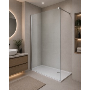 Paravan de duș walk-in Optima Nobless 90x200 cm, sticlă securizată 8 mm, profil aluminiu cromat - Img 2