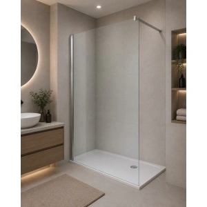 Paravan de duș walk-in Optima Nobless 90x200 cm, sticlă securizată 8 mm, profil aluminiu cromat - Img 2