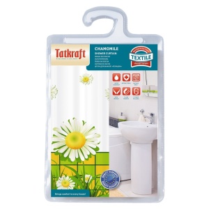 Perdea de duș antibacteriană Tatkraft Chamomile, impermeabilă, 180 x 180 cm - Img 4