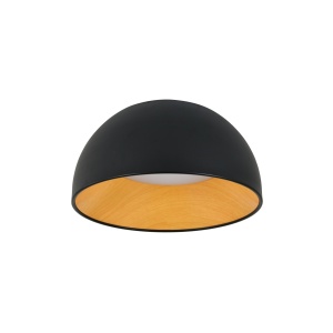 Plafonieră LED 18W rotundă negru și elemente de lemn 3CCT Lunus Agata