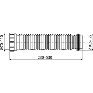 Racord flexibil pentru vas WC pe pardoseală, 70–110 mm × 90–110 mm, lungime 230–530 mm, PP, alb A97SN - Img 2
