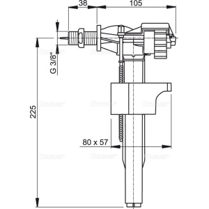 Robinet flotor WC cu plutitor plastic, alimentare laterală, pentru rezervor WC din ceramică A15 3/8 - Img 2